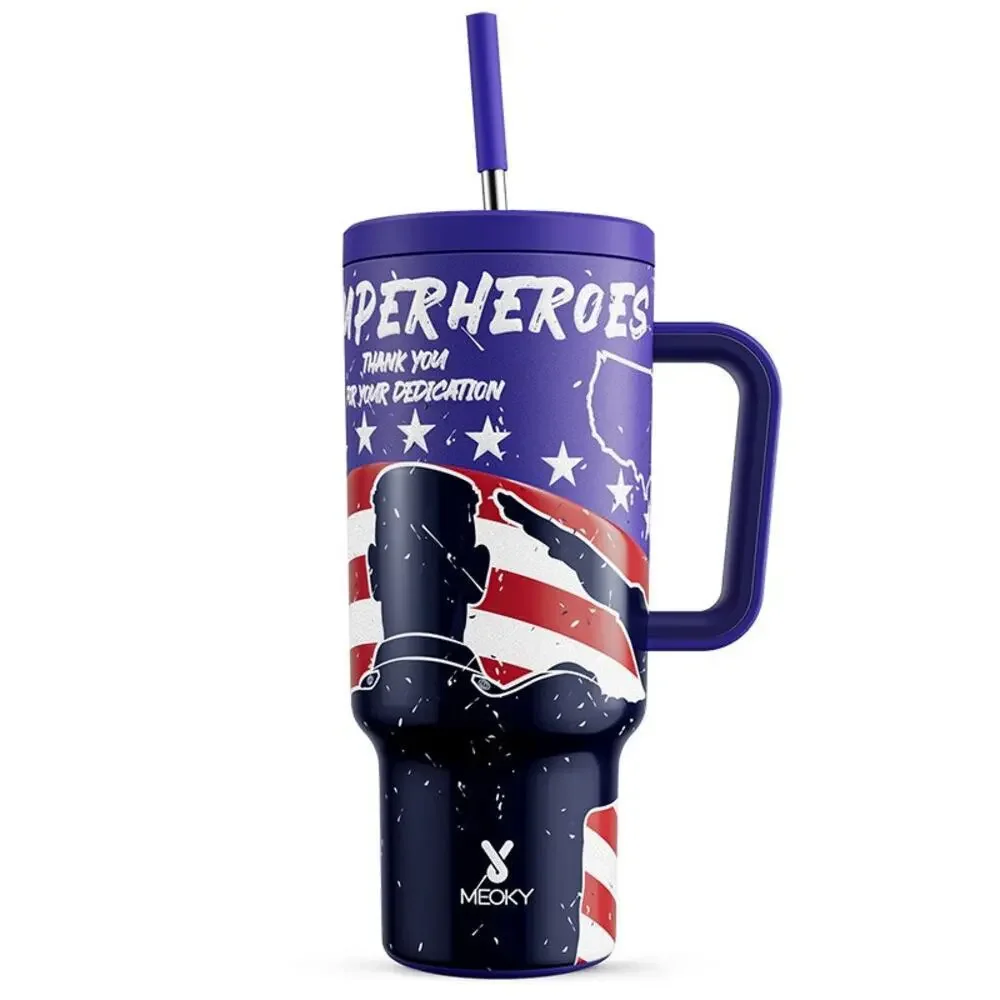 Meoky 40 oz Tumbler with straw Memorial Day Collection in the color Glory, NIB